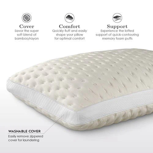PureCare Bamboo Memory Foam Puff Firm Pillow - Image 3